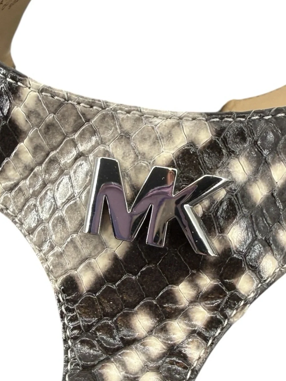 Michael Micheal Kors Espadrille Braided Jute Snakeskin T- Strap Sandals Size 9M
